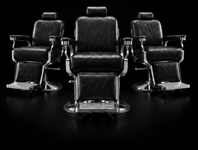 Three professional barber chairs