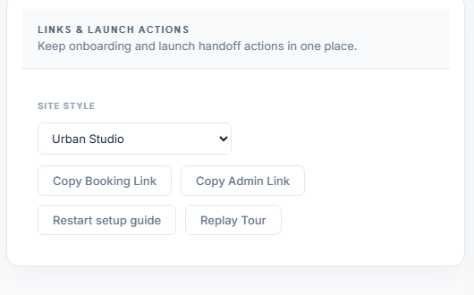 Bladezy booking-link sharing controls